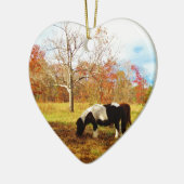 Zwarte en witte miniatuur Pony/paarden Keramisch Ornament (Links)