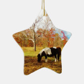 Zwarte en witte miniatuur Pony/paarden Keramisch Ornament (Rechts)