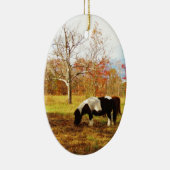 Zwarte en witte miniatuur Pony/paarden Keramisch Ornament (Rechts)