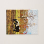 Zwarte en witte miniatuur Pony/paarden Legpuzzel (Horizontaal)