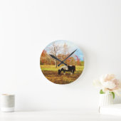 Zwarte en witte miniatuur Pony/paarden Ronde Klok (Huis)