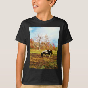 Zwarte en witte miniatuur Pony/paarden T-shirt