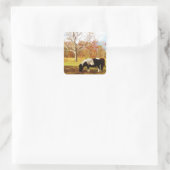 Zwarte en witte miniatuur Pony/paarden Vierkante Sticker (Tas)