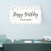 Zwarte en Witte minieme Happy Birthday-feestbanner Spandoek (Beurs)