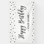 Zwarte en Witte minieme Happy Birthday-feestbanner Spandoek (Verticaal)