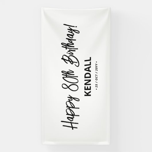 Zwarte en witte, minimale aangepaste, Happy Birthd Spandoek (Verticaal)