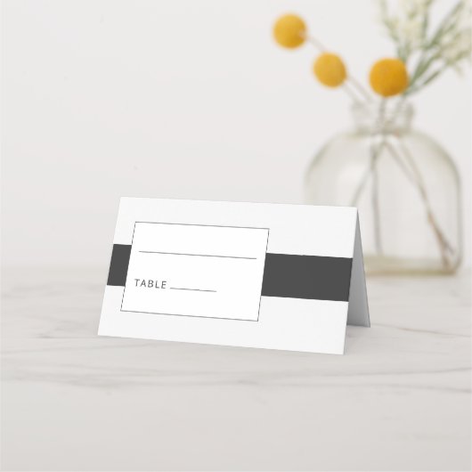 Zwarte en witte, minimale gedurfde bruiloft plaatskaartje (Achterkant)