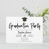 Zwarte en Witte Minimale Graduatie Partij Kaart (Staand voorkant)