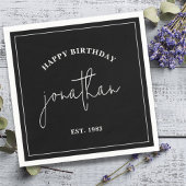 Zwarte en witte minimalistische Birthday - Aangepa Servet