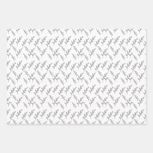 Zwarte en witte minimalistische bloemkolven inpakpapier vel (Voorkant 3)