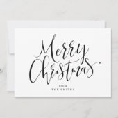 Zwarte en witte minimalistische kalligrafie Kerstm Feestdagenkaart (Voorkant)