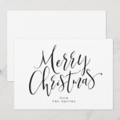 Zwarte en witte minimalistische kalligrafie Kerstm Feestdagenkaart (Voorkant / Achterkant)