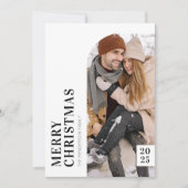 Zwarte en Witte, minimalistische kerstfoto Feestdagenkaart (Voorkant)