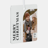 Zwarte en Witte, minimalistische kerstfoto Metalen Ornament (Voorkant Rechts)