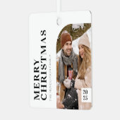 Zwarte en Witte, minimalistische kerstfoto Metalen Ornament (Voorkant links)