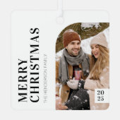 Zwarte en Witte, minimalistische kerstfoto Metalen Ornament (Achterkant)