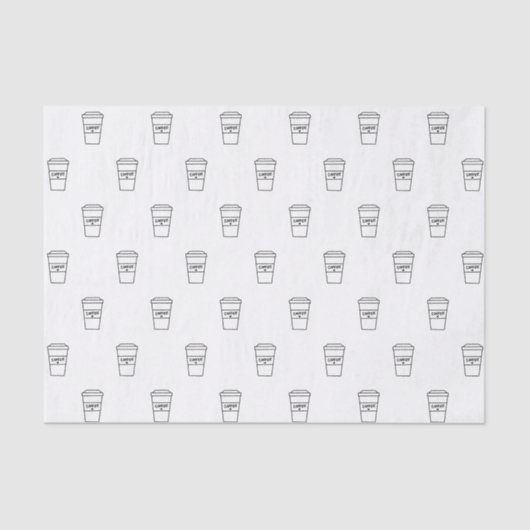 Zwarte en witte minimalistische koffiebeker tissuepapier (Voorkant)