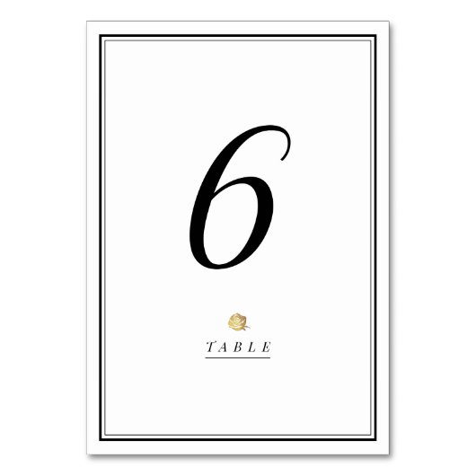 Zwarte en witte minimalistische trouwtafel kaart (Voorkant)