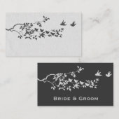 Zwarte en witte minimalistische vogels plaatsen ka plaatskaartje (Voorkant / Achterkant)