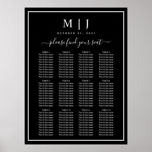 Zwarte en witte minimalistische weddenschappen poster (Voorkant)