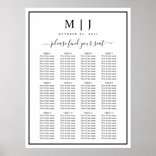 Zwarte en witte minimalistische weddenschappen poster (Voorkant)