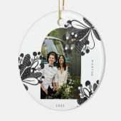 Zwarte en witte mistletoe-paren Kerstmis Keramisch Ornament (Links)