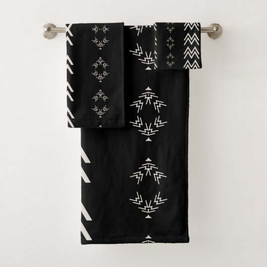 Zwarte en witte moddoek bad handdoek (Insitu)