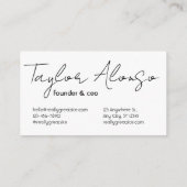 Zwarte en Witte Modern Professional Naam Informatiekaartje (Achterkant)