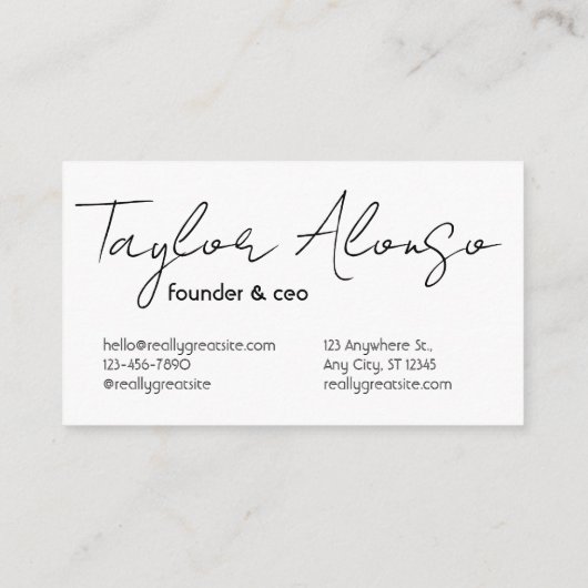 Zwarte en Witte Modern Professional Naam Informatiekaartje (Achterkant)