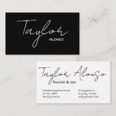 Zwarte en Witte Modern Professional Naam Informatiekaartje (Voorkant / Achterkant)