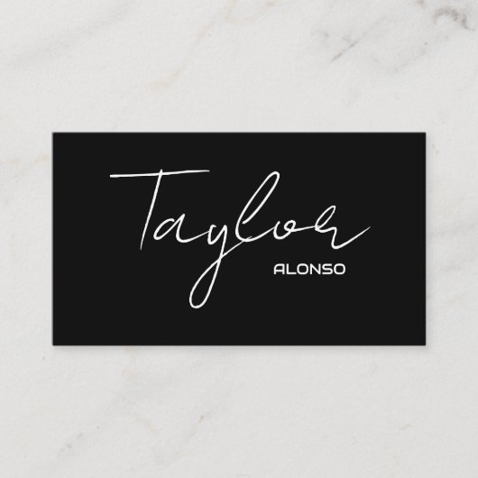 Zwarte en Witte Modern Professional Naam Informatiekaartje (Voorkant)
