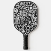 Zwarte en witte moderne Abstracte Floral Hawaiian Pickleball Paddle (Voorkant)