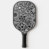 Zwarte en witte moderne Abstracte Floral Hawaiian Pickleball Paddle (Achterkant)