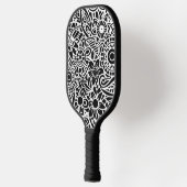 Zwarte en witte moderne Abstracte Floral Hawaiian Pickleball Paddle (Links)