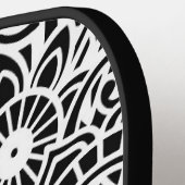 Zwarte en witte moderne Abstracte Floral Hawaiian Pickleball Paddle (Links Detail)