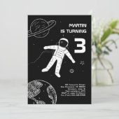 Zwarte en witte moderne astronaut ruimtevaart kaart (Staand voorkant)