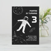 Zwarte en witte moderne astronaut ruimtevaart kaart (Staand voorkant)