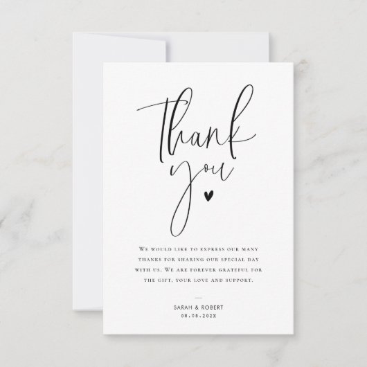 zwarte en witte moderne bruiloft bedankt (Voorkant)