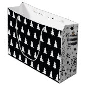 Zwarte en witte moderne cadeautas voor kerstmis (Voorkant Gekanteld)