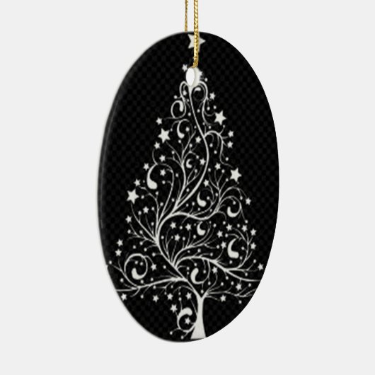 ***ZWARTE EN WITTE MODERNE CHRISTMAS TREE** KERAMISCH ORNAMENT (Rechts)