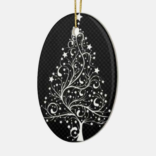 ***ZWARTE EN WITTE MODERNE CHRISTMAS TREE** KERAMISCH ORNAMENT (Links)