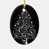 ***ZWARTE EN WITTE MODERNE CHRISTMAS TREE** KERAMISCH ORNAMENT (Voorkant)