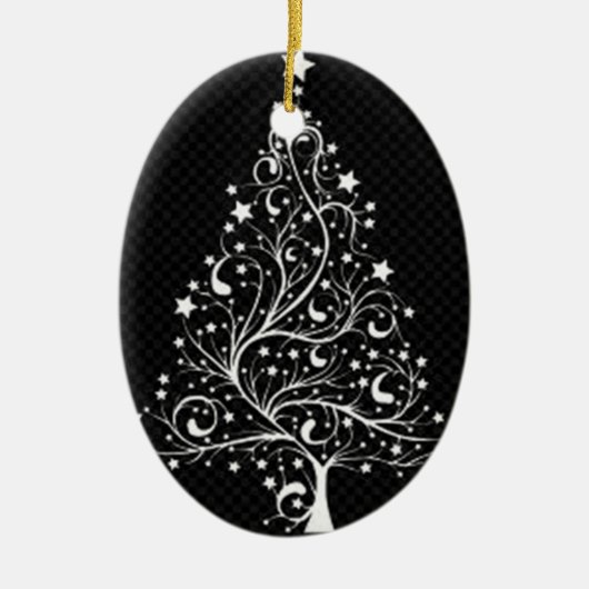 ***ZWARTE EN WITTE MODERNE CHRISTMAS TREE** KERAMISCH ORNAMENT (Voorkant)
