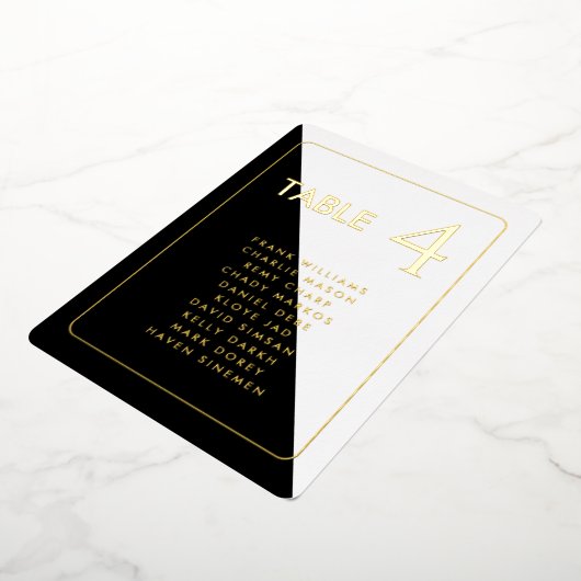 Zwarte en witte, moderne, echte Folie tabelkaart Folie Uitnodiging (Gedraaid)