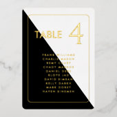 Zwarte en witte, moderne, echte Folie tabelkaart Uitnodiging (Voorkant)