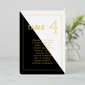 Zwarte en witte, moderne, echte Folie tabelkaart Uitnodiging (Staand Voorkant)