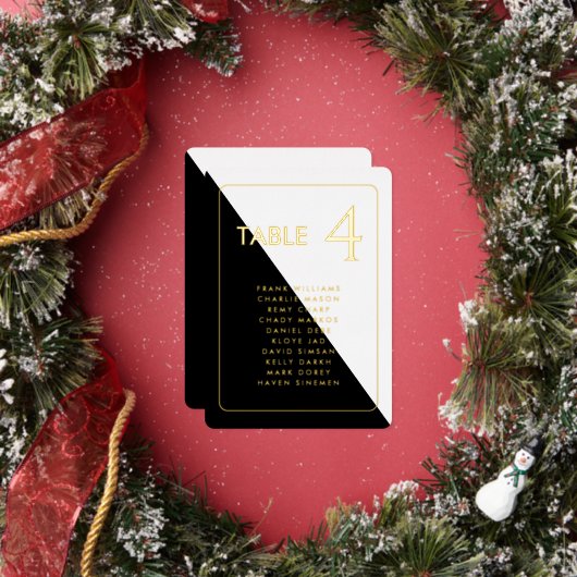 Zwarte en witte, moderne, echte Folie tabelkaart Uitnodiging (Insitu)