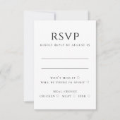 Zwarte en witte moderne, eenvoudige, minimalistisc RSVP kaartje (Voorkant)