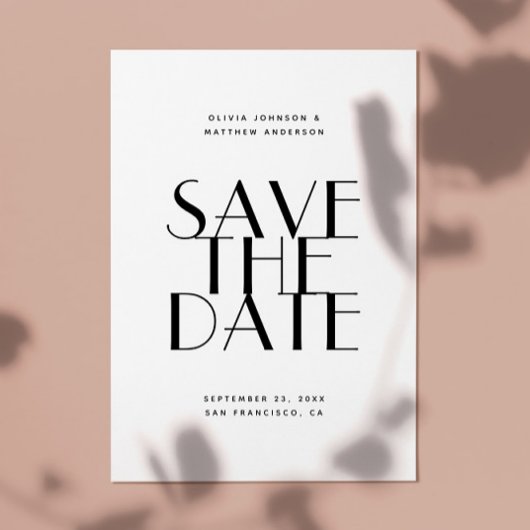 Zwarte en witte moderne, eenvoudige, minimalistisc save the date