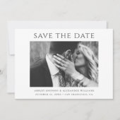 Zwarte en witte moderne, eenvoudige, minimalistisc save the date (Voorkant)